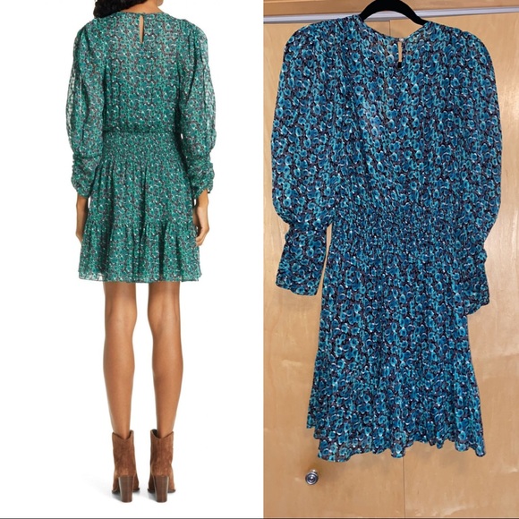 REBECCA TAYLOR Climbing Rose Long Sleeve Silk Blend Dress - Picture 2 of 14